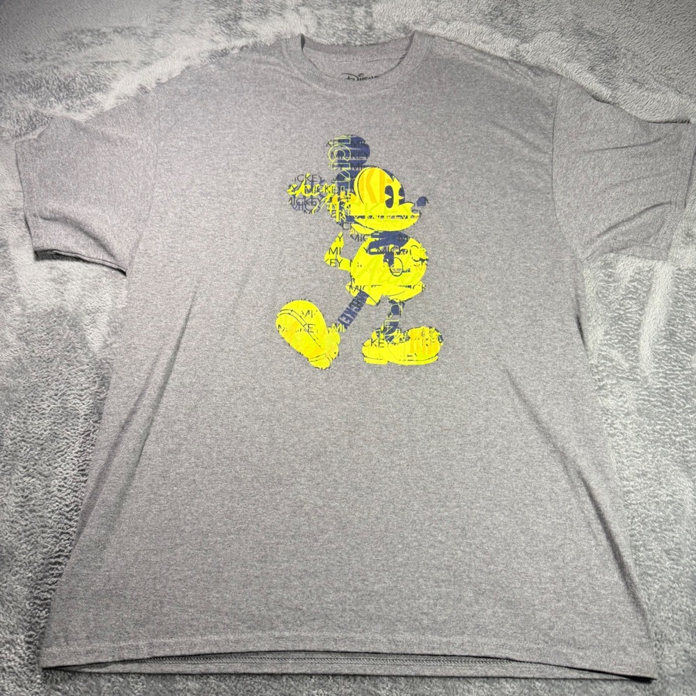 Disney Mickey Mouse Graphic T-Shirt Mens XL Heather Gray‎ Short Sleeve Crew Neck